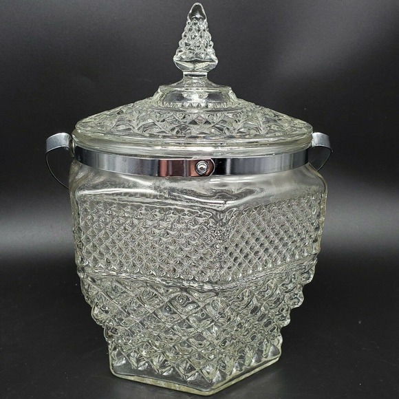 Anchor Hocking Barware Wexford Ice Bucket w Lid & Tongs - Picture 4 of 9